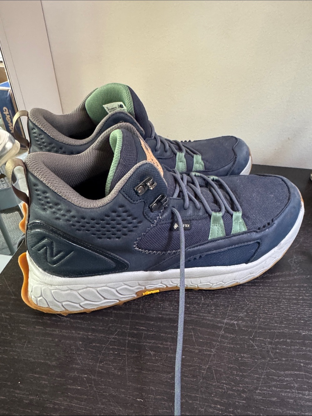 Men's New Balance navy and Green Athletic Mid-Top Sneakers